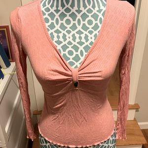 Long sleeve dusty pink rose color shirt -small